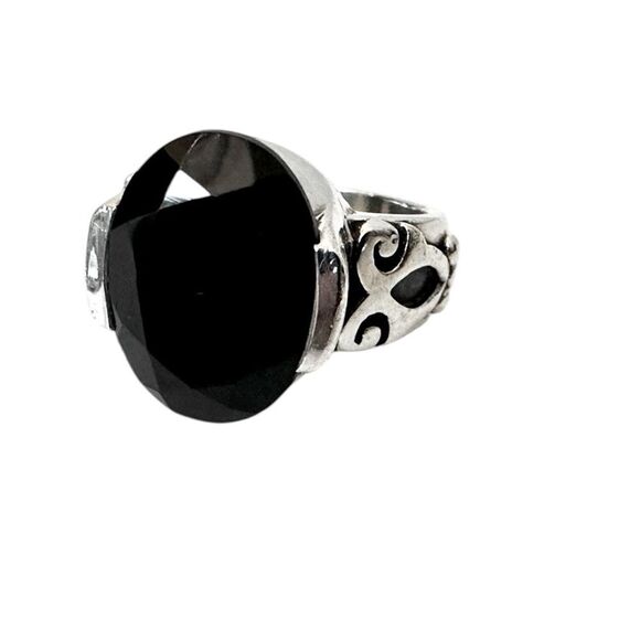 Silpada Retired R1410 Black Chalcedony Onyx Ring Size 6 - Picture 1 of 7